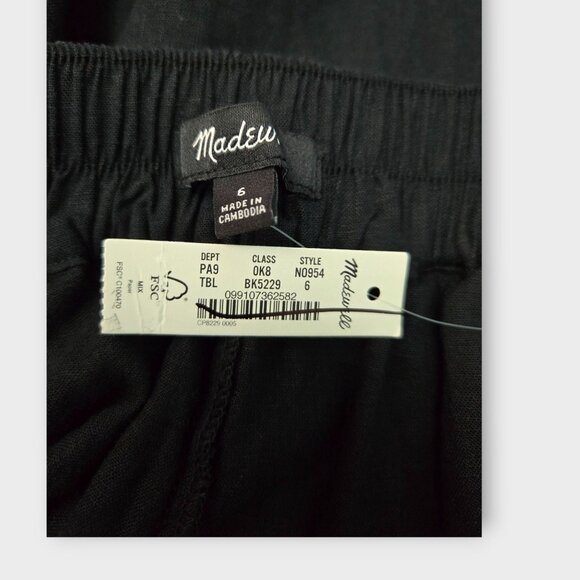 MADEWELL Women's Pull-On Straight Crop Pants in Black NWT - Picture 5 of 7